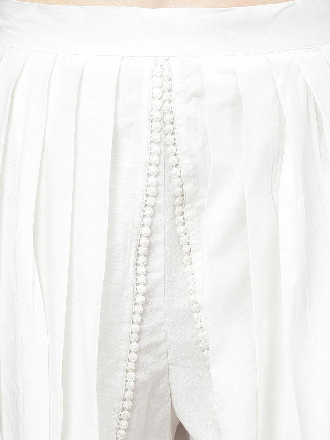 White Floral Printed Straight Kurta with Tulip Pant Set