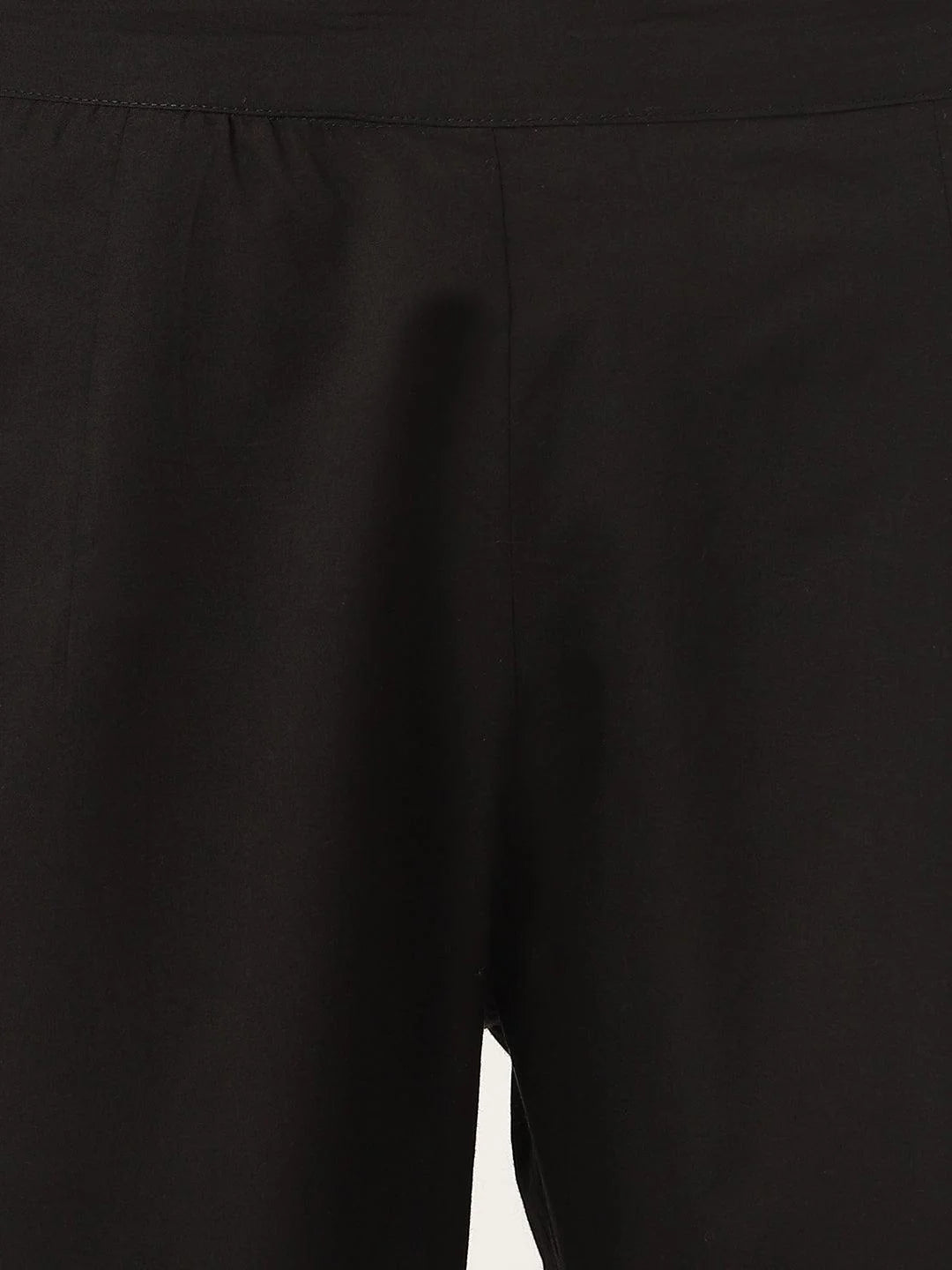 Black Solid Anarkali Kurta Pant Set with Dupatta