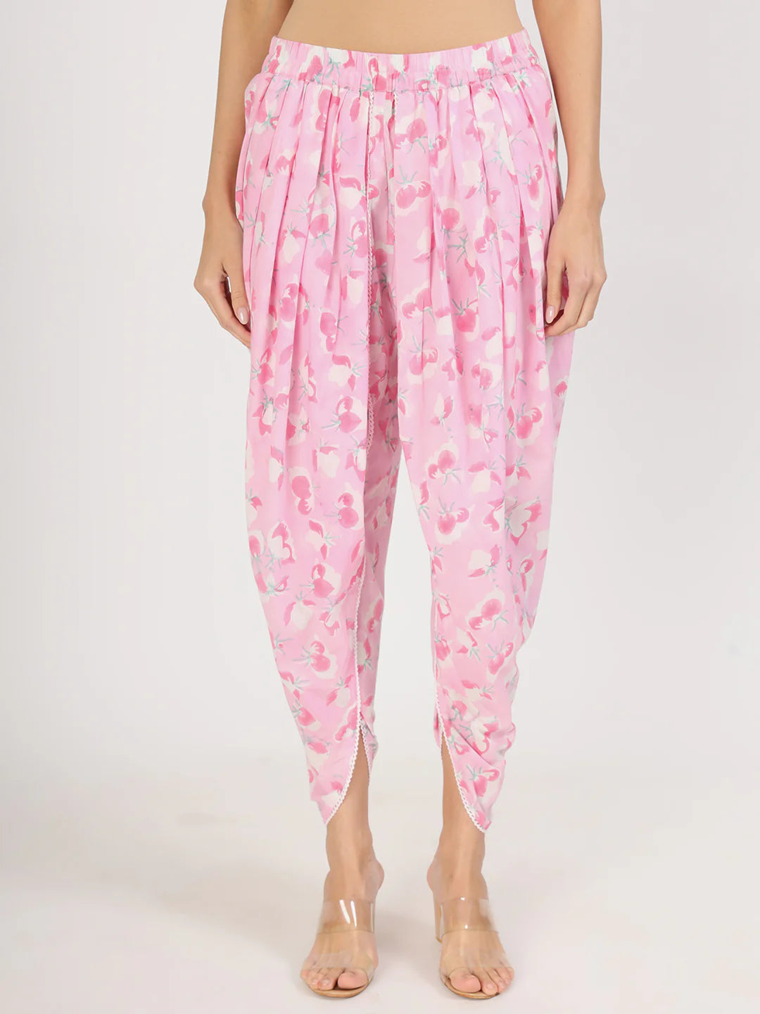 Pink Floral Printed Cotton Kurta with Dhoti Co-Ord Set