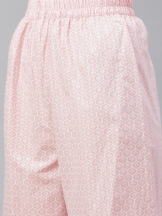 Baby Pink Cotton Kurta Palazzo Set