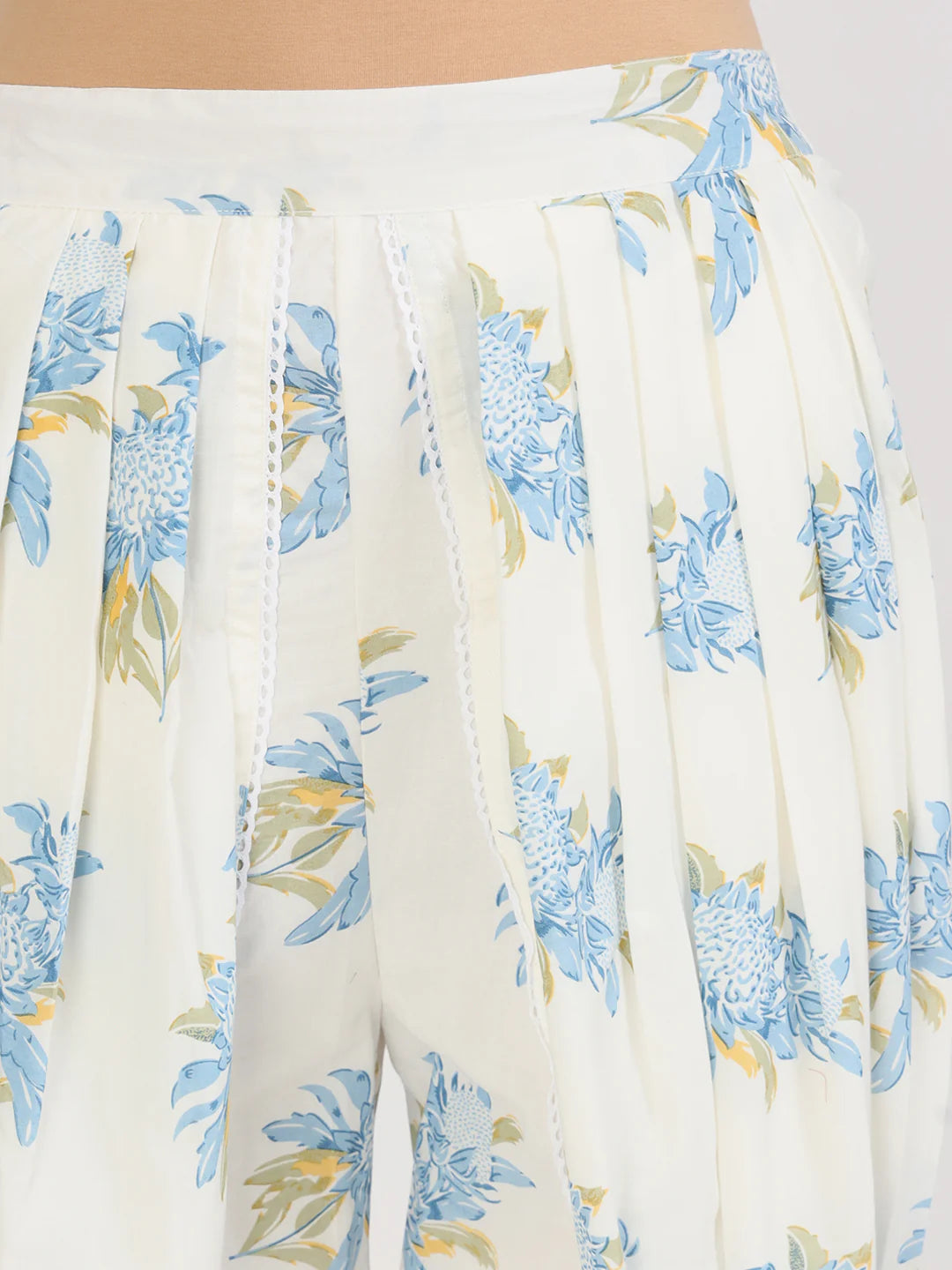 Off White Floral Print Cotton Co-ord Set